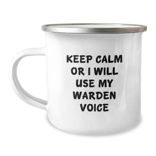 Warden Enthusiast Gifts from Men - Funny Camping Mug for Warden Lovers, Keep Calm Or I Will Use My Warden Voice, Graduation Unique Gifts - Image 1