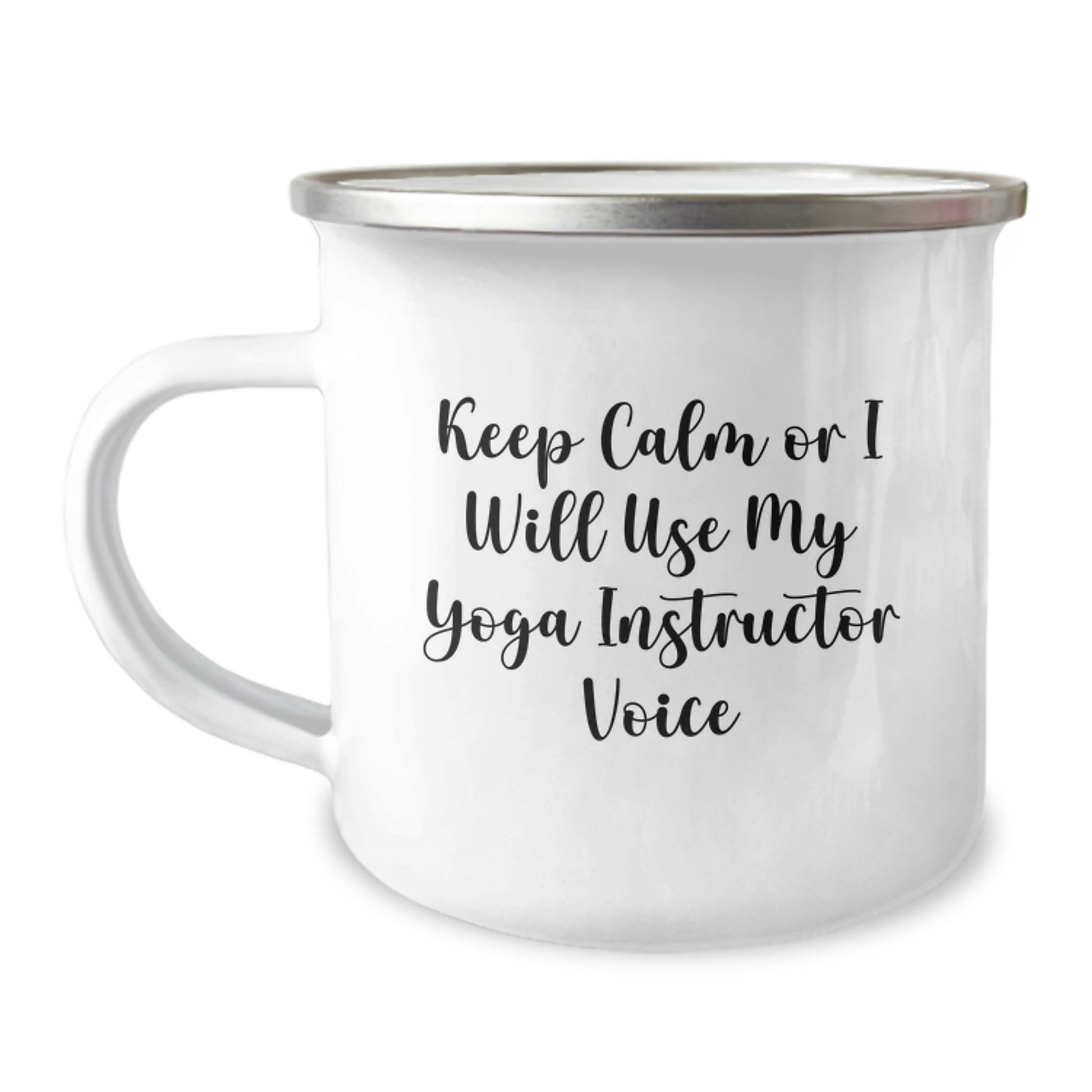 Funny Yoga Instructor Gifts from Friends for Yoga Instructors, Keep Calm or I'll Use My Yoga Instructor Voice, Camping Mug for Christmas Unique - Image 1