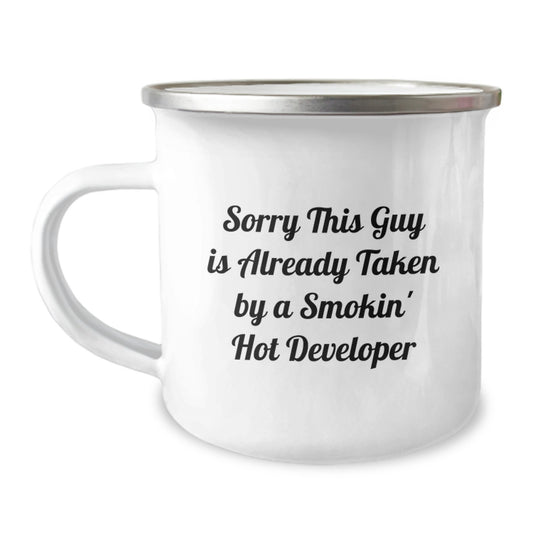 Funny Developer Gifts for Men, Unique Christmas Unique Mugs for Developer Enthusiasts, Sorry 'This Guy Is Already Taken By A Smokin' Hot Developer' Ceramic Mug - Image 1