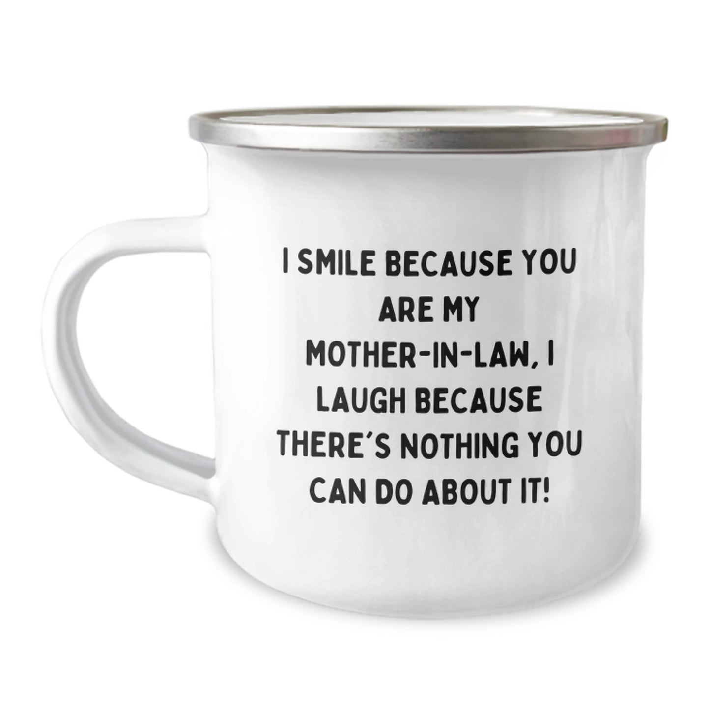 Funny Mom-in-law Gifts from Family, Unique Camping Mug with 'I Smile Because You Are My Mom-in-law', Perfect for Christmas Morning - Image 1