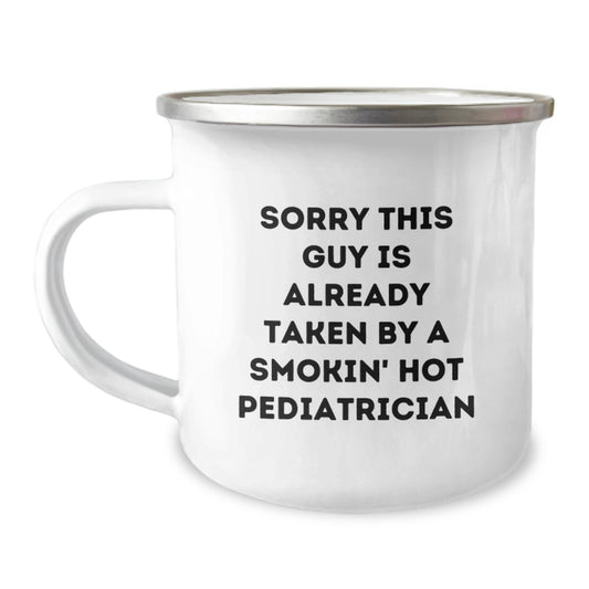 Funny Pediatrician Gifts from Men, Gifts for Pediatrician Birthday, Sorry This Guy Mug, 12 oz Camping Mug - Image 1