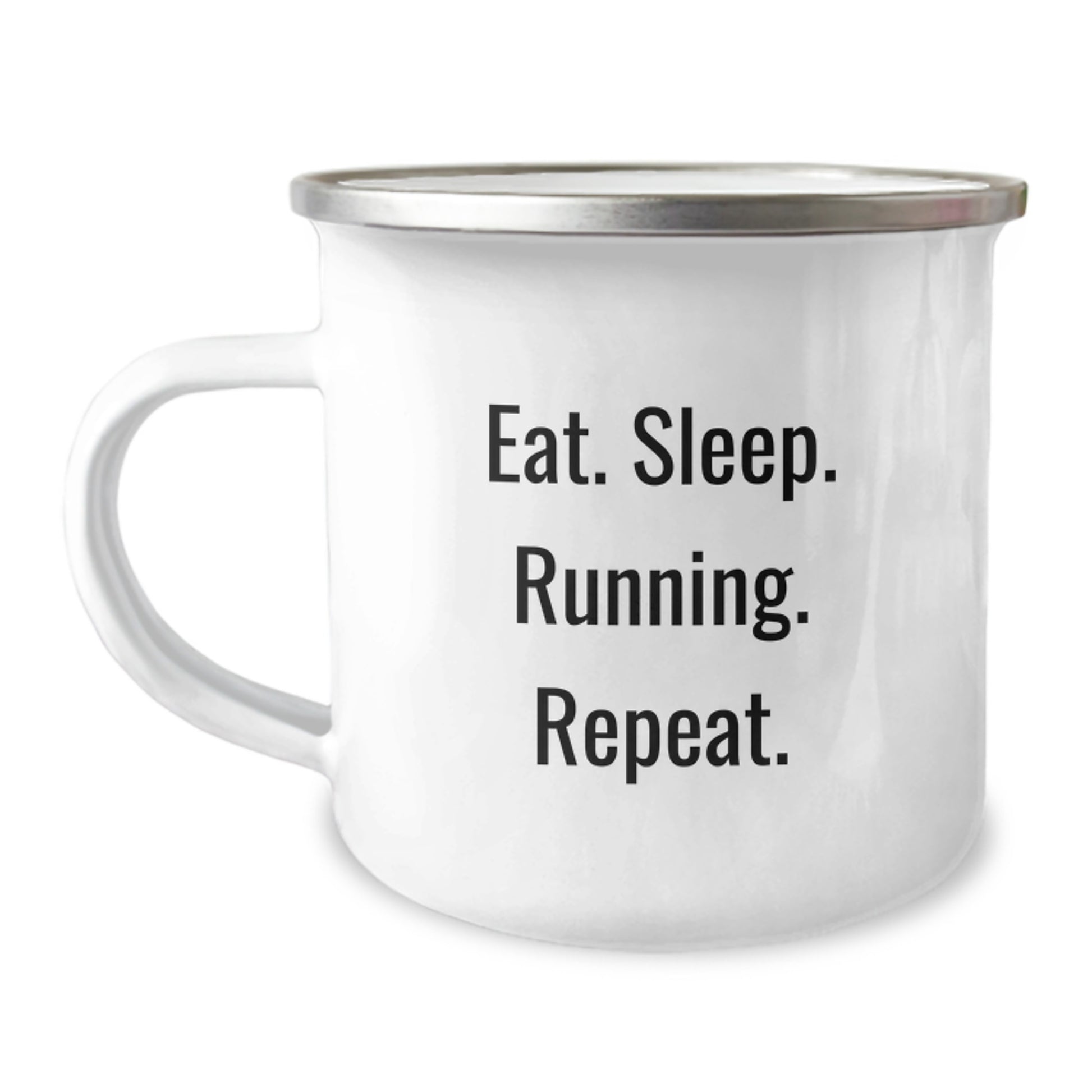 Funny Running Gifts from Friends to Running Enthusiasts - Eat. Sleep. Running. Repeat. Inspirational Camping Mug for Graduation - Image 1