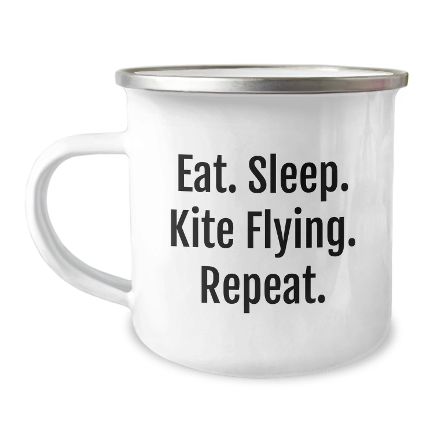 Kite Flying Enthusiasts Gifts from Friends for Men Unique Camping Mug, Eat. Sleep. Kite Flying. Repeat., Graduation Celebration - Image 1