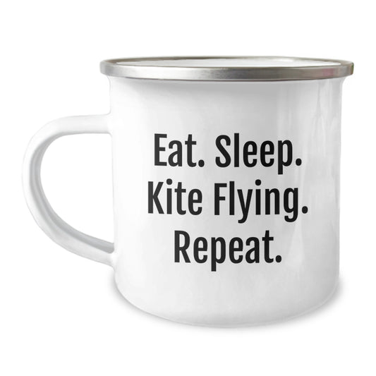 Kite Flying Enthusiasts Gifts from Friends for Men Unique Camping Mug, Eat. Sleep. Kite Flying. Repeat., Graduation Celebration - Image 1