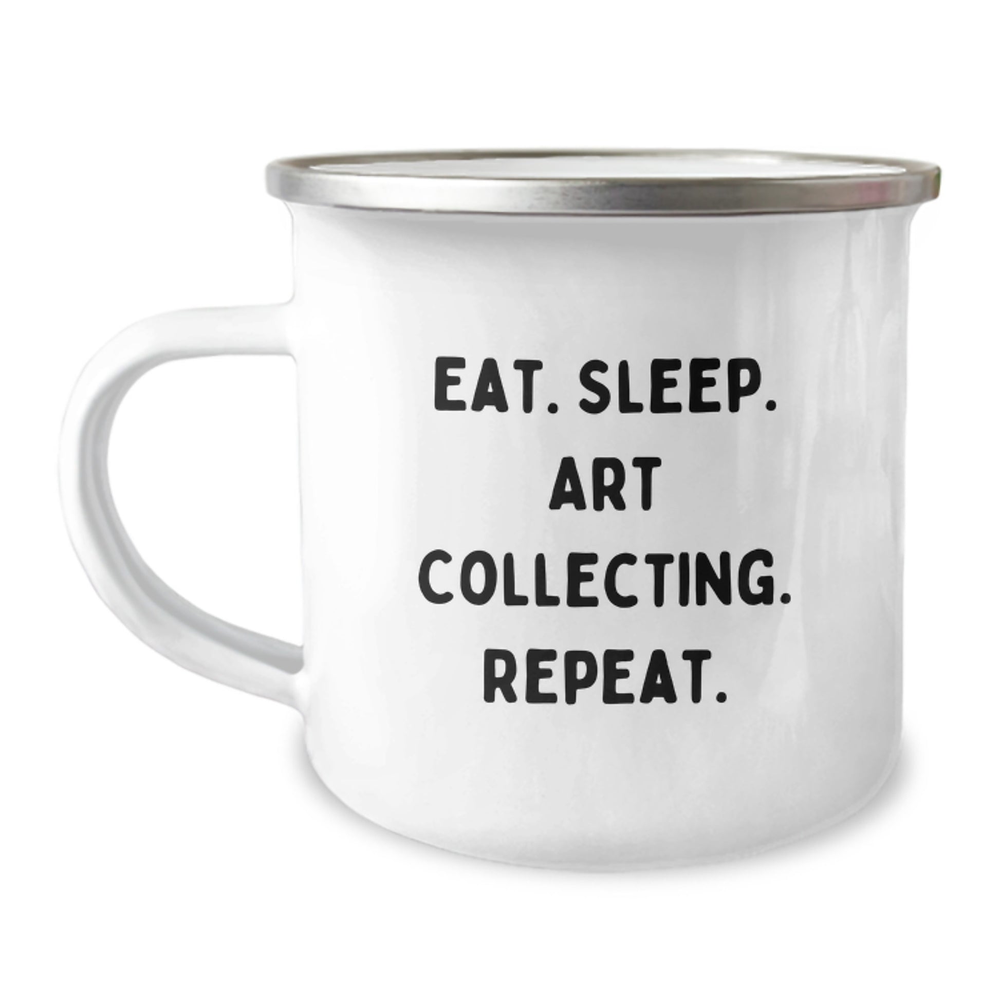 Funny Art Collecting Gifts for Graduation, Camping Mug with Quote 'Eat. Sleep. Art Collecting. Repeat.' from Friends, Perfect for Art Collecting Enthusiasts, Women, and Men - Image 1