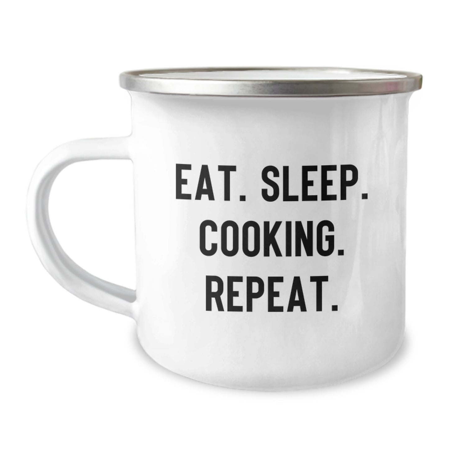 Funny Cooking Gifts from Men, Unique Christmas Unique Gifts for Cooking Women Friends Family, Eat Sleep Cooking Repeat Camping Mug - Stainless Steel - Image 1
