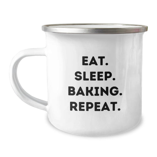 Funny Baking Gifts for Her - Camping Mug, Eat. Sleep. Baking. Repeat. Christmas Unique Gifts from Friends - Image 1