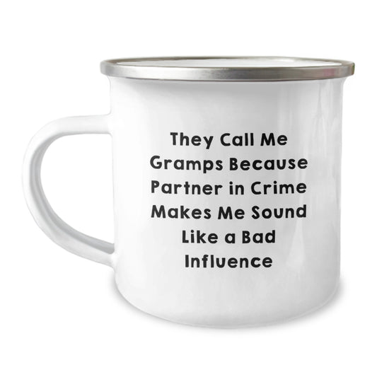 Gramps Camping Mug - Funny 'They Call Me Gramps Because Partner In Crime' Christmas Unique Gifts for Grandma Husband Dad - Image 1