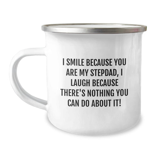 Funny Stepdad Camping Mug - I Smile Because You Are My Stepdad, Christmas Unique Gifts from Family - Image 1