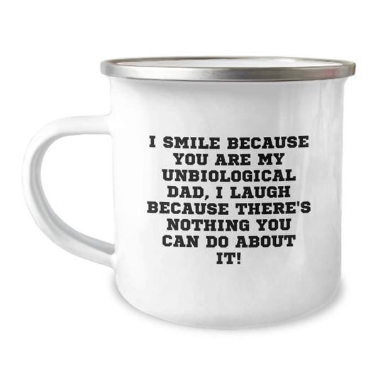 Funny Unbiological Dad Gifts from Men - Unbiological Dad Camping Mug, Perfect Christmas Unique Gifts for Unbiological Dad, Unique Unbiological Dad Quote Mug, Unbiological Dad Humor Coffee Mug - Image 1