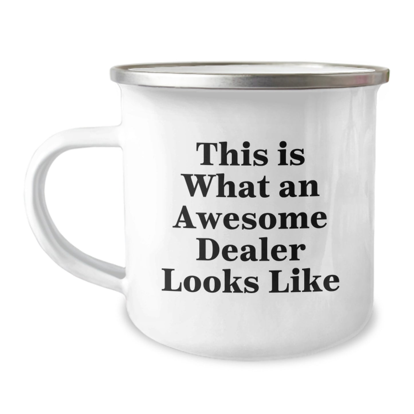 Funny Dealer Gifts for Birthday Unique Gifts from Friends to Dealer - 'This Is What An Awesome Dealer Looks Like' Camping Mug - Image 1