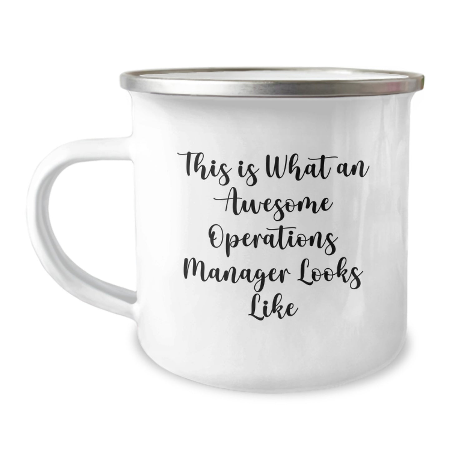Gifts from Friends for Operations Manager Graduation, Funny 'This Is What An Awesome Operations Manager Looks Like' Quote on Camping Mug - Image 1