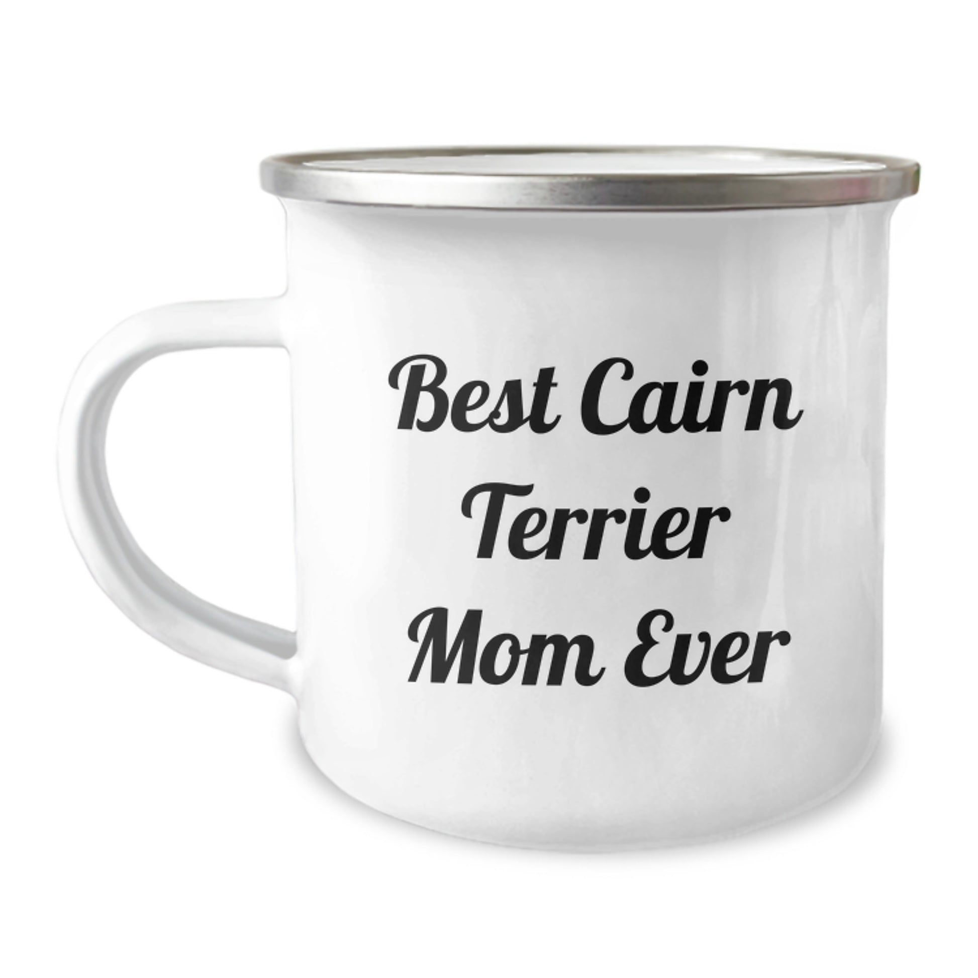 Funny Cairn Terrier Dog Birthday Unique Gifts from Friends - Best Mom Ever Camping Mug, Enamel Finish, 12 oz Capacity - Image 1