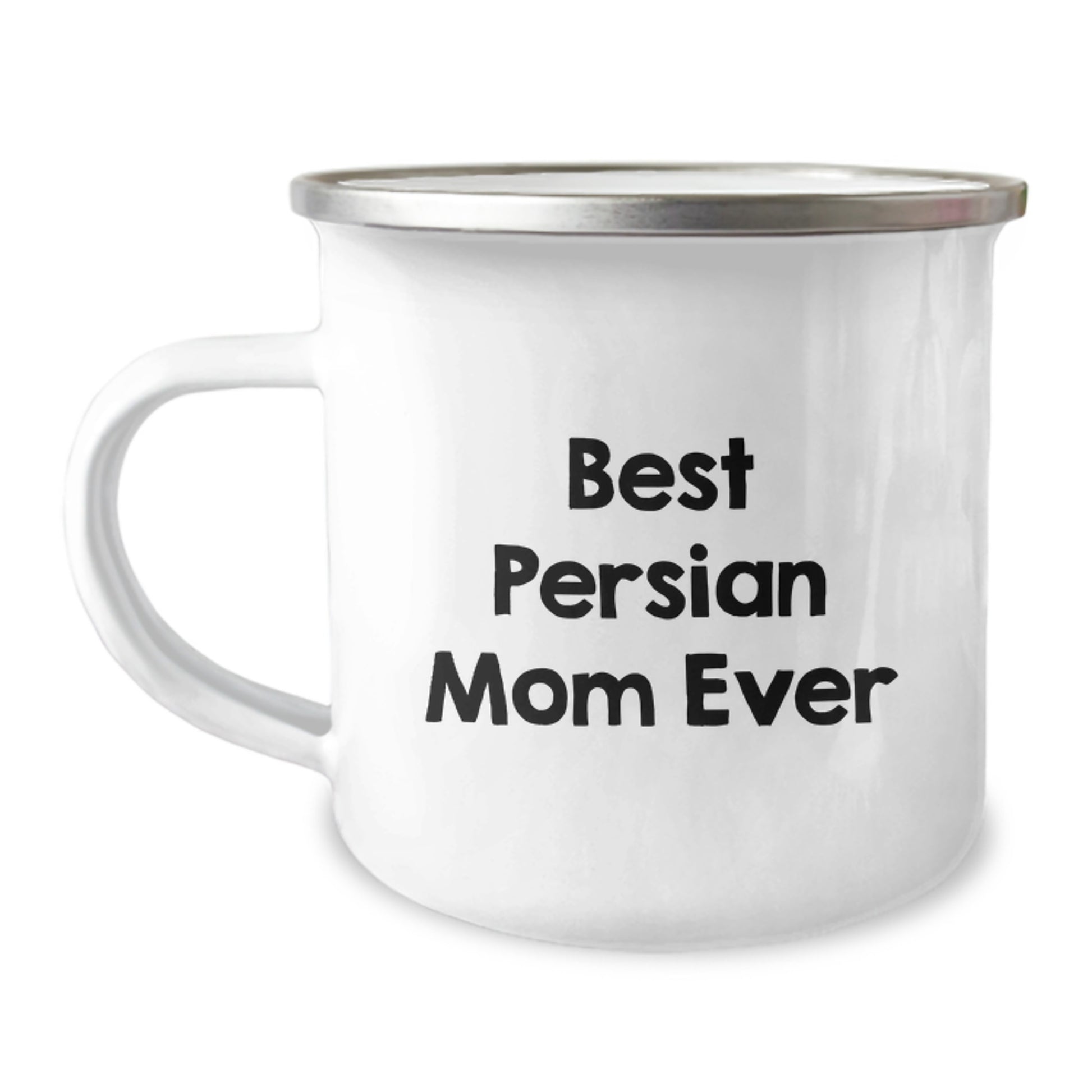Funny Persian Cat Lovers Gifts from Mom for Birthday, Best Persian Mom Ever Quote on Camping Mug, 12 oz Stainless Steel with Enamel Finish - Image 1