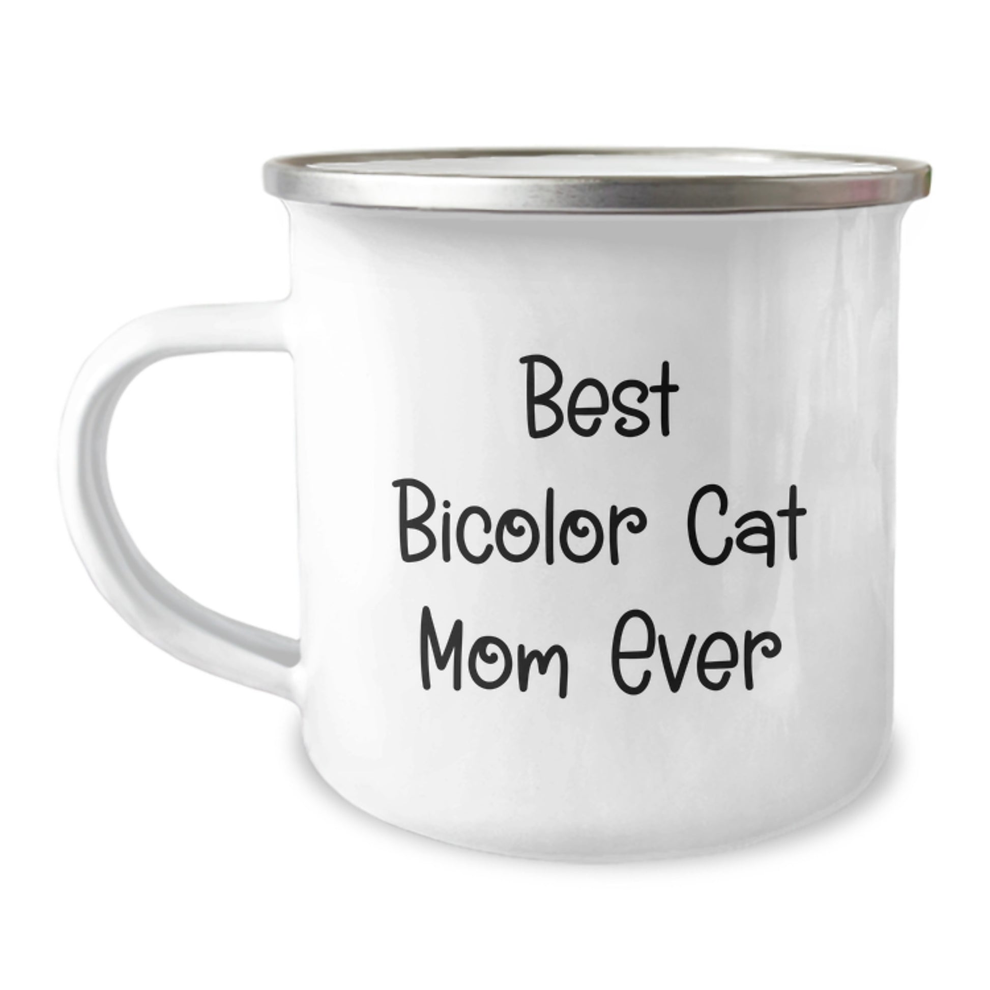 Bicolor Cat Lovers Gifts from Family to Friends, Best Bicolor Cat Mom Ever, Camping Mug for Graduation, 12 oz Stainless Steel with Enamel Finish - Image 1
