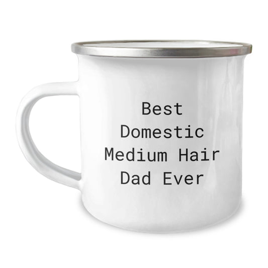 Funny Domestic Medium Hair Cat Dad Gifts from Men for Birthday Unique Camping Mugs - Best Dad Ever - Image 1