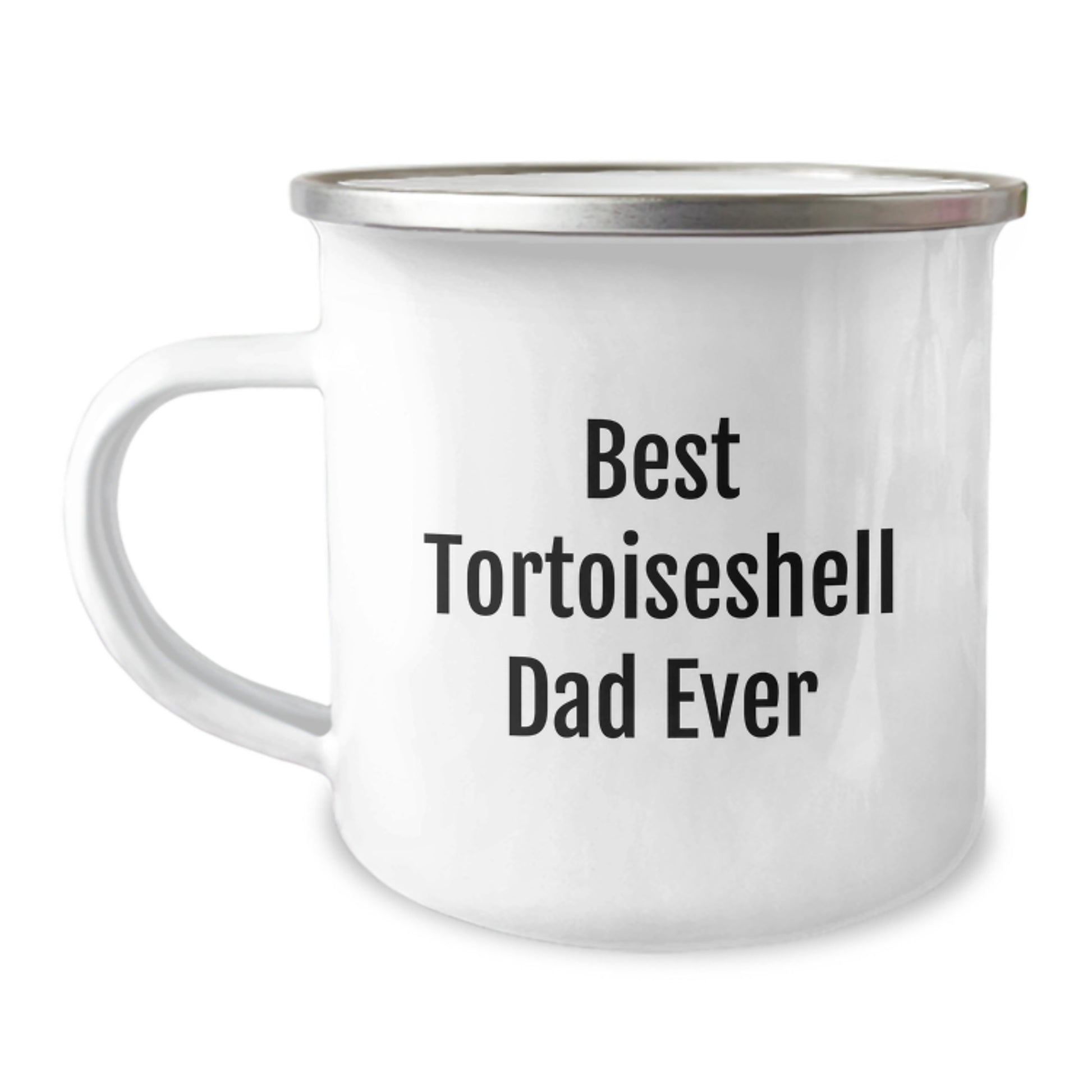 Funny Tortoiseshell Cat Gifts for Men from Best Dad Ever, Camping Mug for Birthday, 12 oz Stainless Steel with Enamel Finish - Image 1