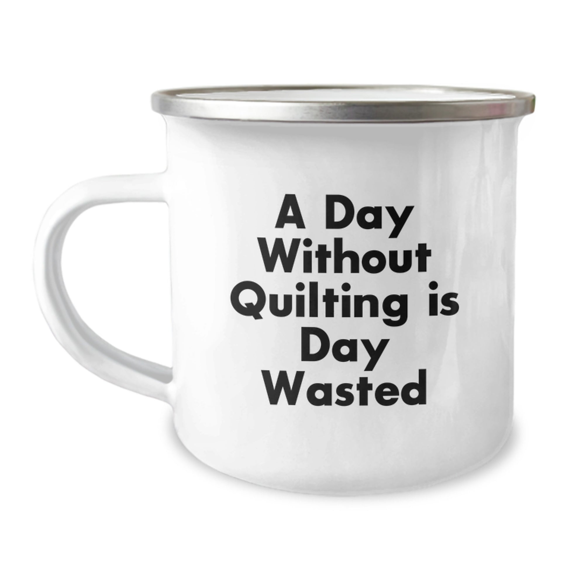 Quilting Camping Mug Gifts from Friends, Unique Birthday Unique Gifts for Quilting Enthusiasts, Funny Quilting Quote Mug, 12 oz Stainless Steel - Image 1
