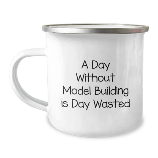 Funny Model Building Gifts for Him from Friends on Birthday Unique Days Without Model Building Is Day Wasted Camping Mug - Image 1