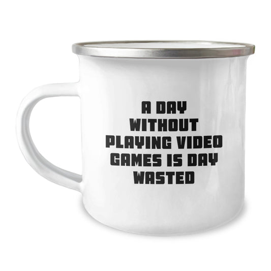 Funny Playing Video Games Gifts for Men, Unique Birthday Unique Gifts from Men, Funny Camping Mug - A Day Without Playing Video Games Is Day Wasted - Image 1