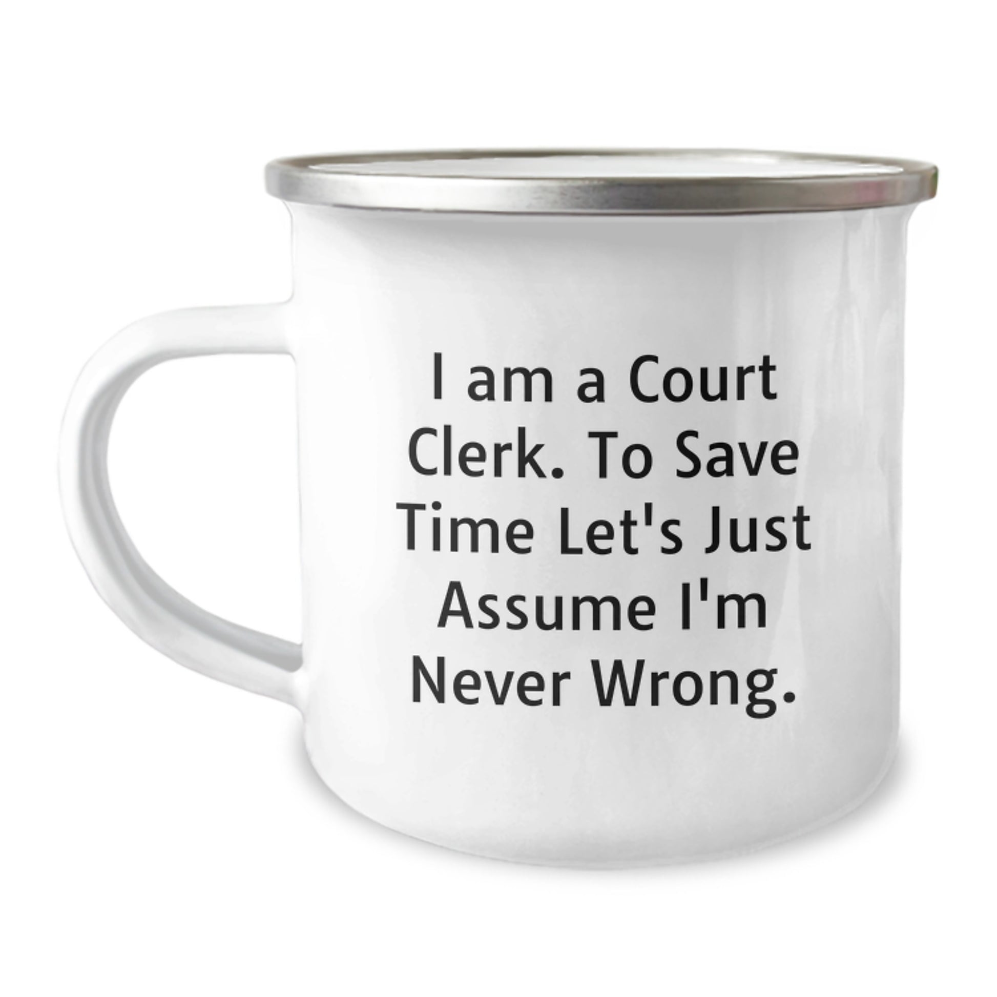Court Clerk Keepsake Camping Mug for Him Birthday Gift 12oz Enamel - Image 1