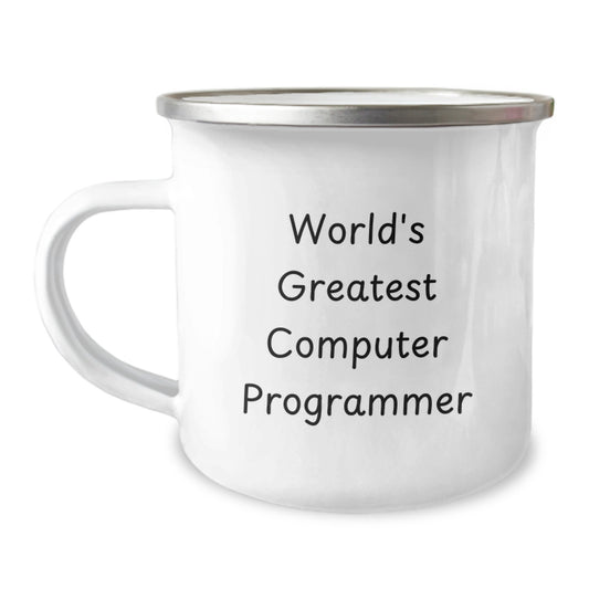 Funny Computer Programmer Gifts for Men, 'World's Greatest' Camping Mug Stainless Steel Enamel Finish, Perfect for Father's Day Unique Gifts from Son - Image 1