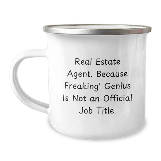Funny Real Estate Agent Gifts for Men, Women, Coworkers - genius Is Not An Official Job Title, Birthday Unique Gifts from Friends, Family - Image 1