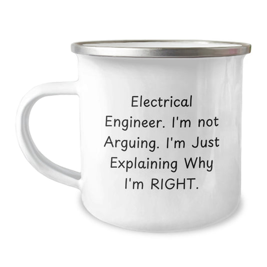 Electrical Engineer Gifts Funny Quote Camping Mug for Men from Friends, 12 oz Stainless Steel with Enamel Finish, Perfect Graduation Unique Gifts for Electrical Engineer - Image 1