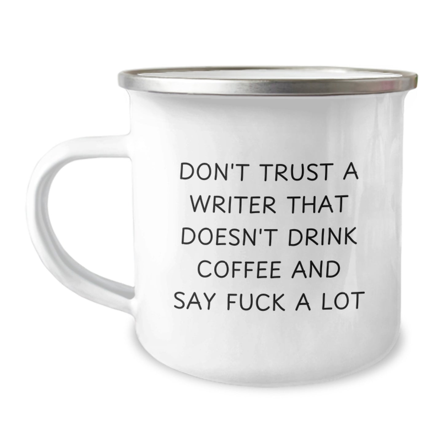 Writer Gifts for Graduation, Funny 'Don't Trust a Writer' Camping Mug, Perfect for Writer Friends - Image 1