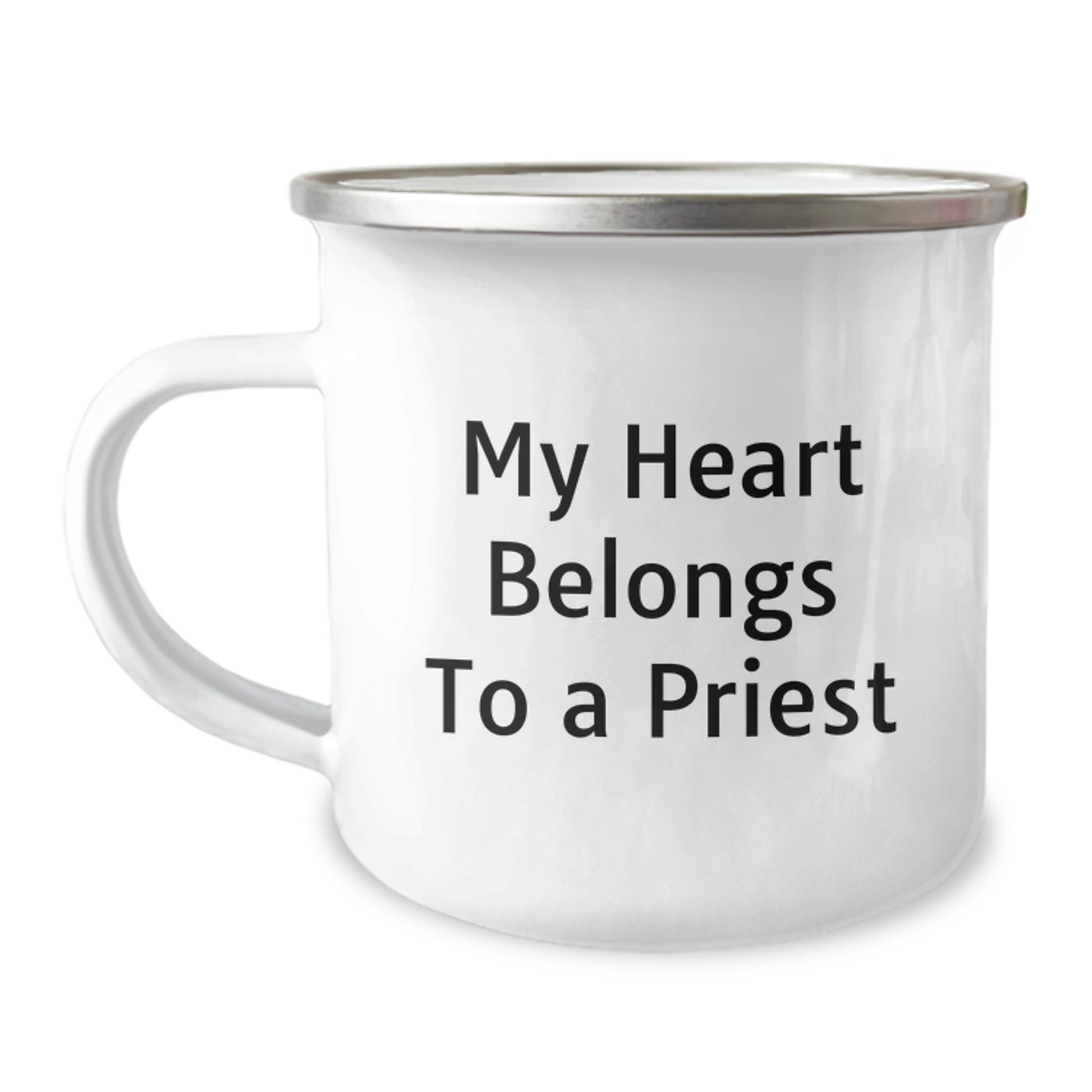 Funny Priest Gifts - 'My Heart Belongs To A Priest' Insulated Stainless Steel Camping Mug, Birthday Unique Gifts from Men to Priest, Perfect for Priest Enthusiasts - Image 1