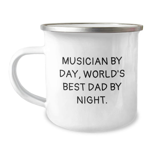 Funny Musician Gifts for Dad, Musician By Day, World's Best Dad By Night - Camping Mug, Gifts from Men for Father's Day Unique - Image 1