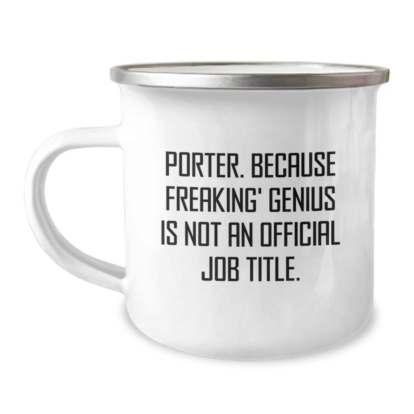 Birthday Gift for Her Porter Camping Mug – Genius Quote Present - Image 1
