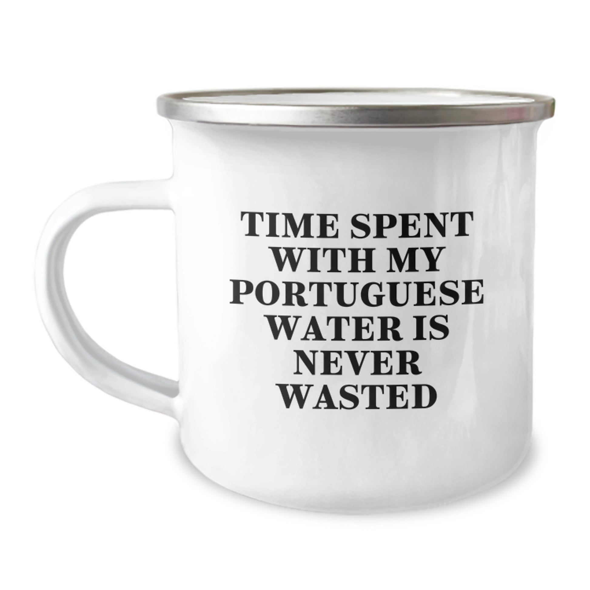 Funny Portuguese Water Dog Gifts for Men, Birthday Unique Gifts from Friends to Portuguese Water Dog Lovers, Camping Mug Quote Time Spent With My Portuguese Water Is Never Wasted - Image 1
