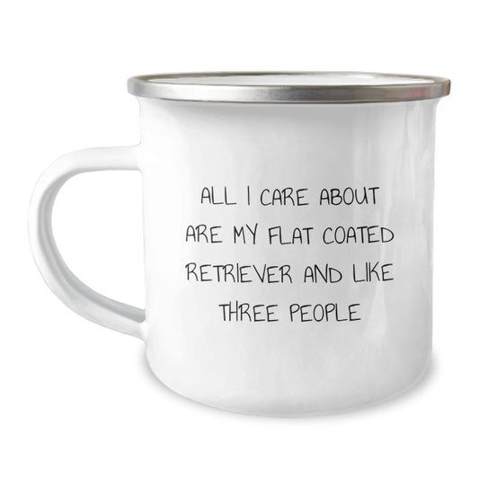Flat Coated Retriever Dog Lover's Camping Mug, Funny Quote Gifts from Friends for Birthday, 12 oz Stainless Steel with Enamel Finish - Image 1