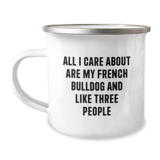 Funny French Bulldog Camping Mug Gifts from Friends and Family for Birthday - Image 1