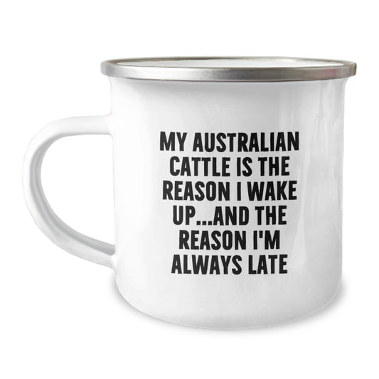 Funny Australian Cattle Dog Gifts for Men Birthday Unique Gifts from Family - Camping Mug - My Australian Cattle Is The Reason I Wake Up - Image 1