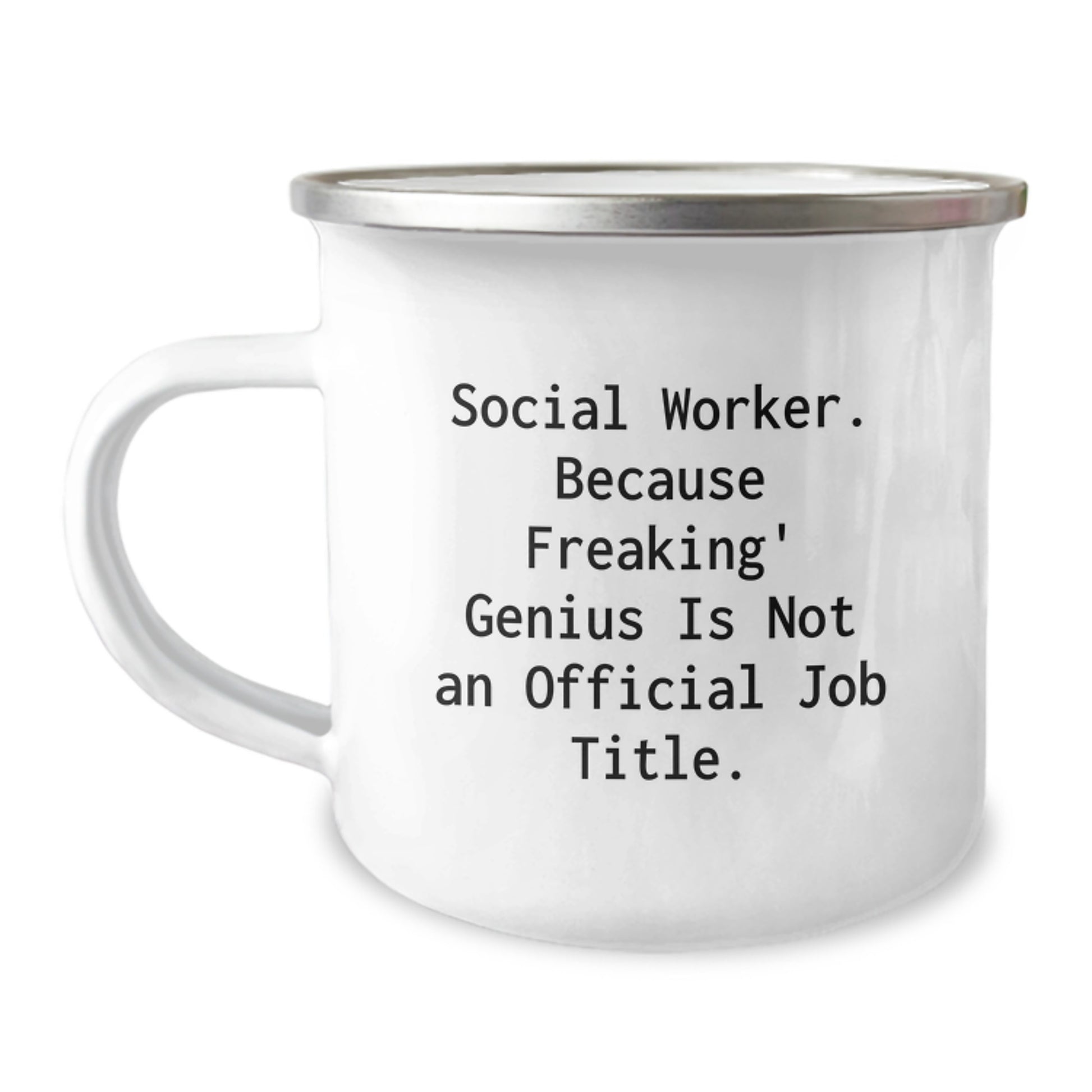 Funny Social Worker Gifts - Gifts from Friends for Social Workers - Camping Mug with 'Freaking' genius Is Not Official Job Title - Unique Christmas Unique Gift Ideas - Image 1