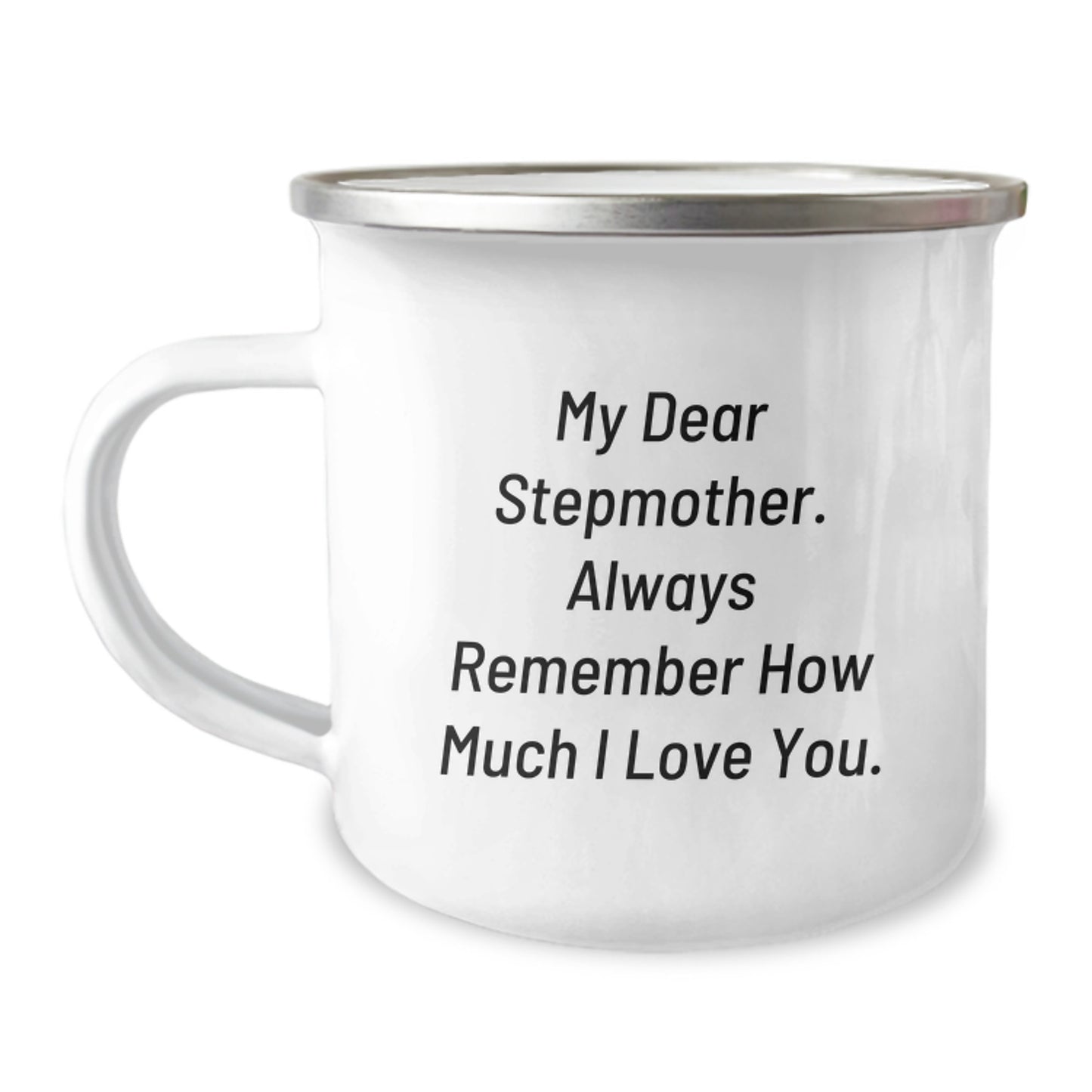 Funny Stepmother Gifts from Men for Birthday Unique Stepmother Love Quote Camping Mug, 12 oz Stainless Steel with Enamel Finish - Image 1