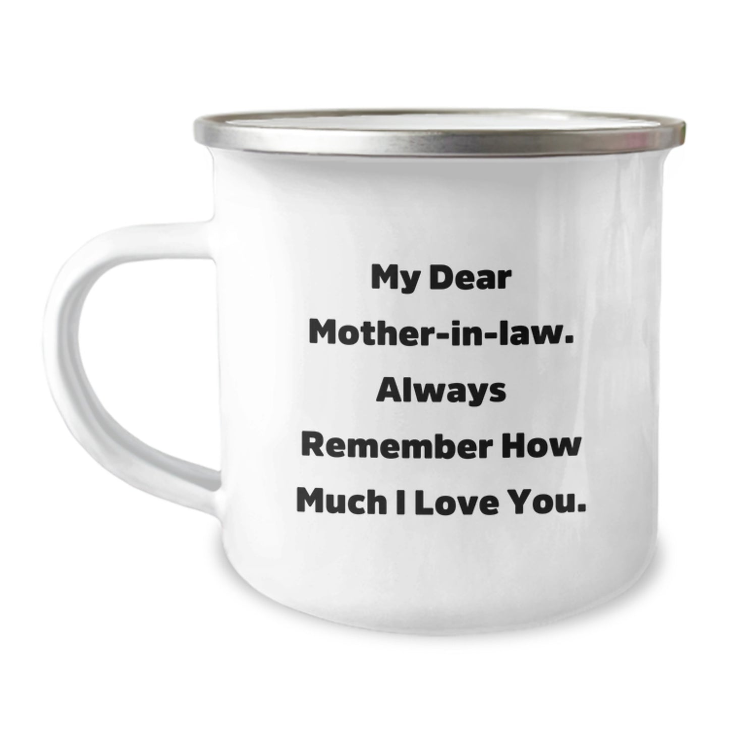 Funny Mom-in-law Camping Mug Gifts from Men for Mom-in-law Birthday Unique Gifts with Inspirational Quote, Camping Mug, 12oz, Stainless Steel with Enamel Finish - Image 1