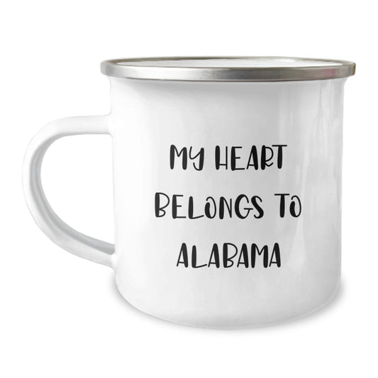 Alabama Camping Mug, My Heart Belongs To Alabama, Funny Gift for Birthday, Gifts from Friends and Family, Unique Alabama Gifts - Image 1