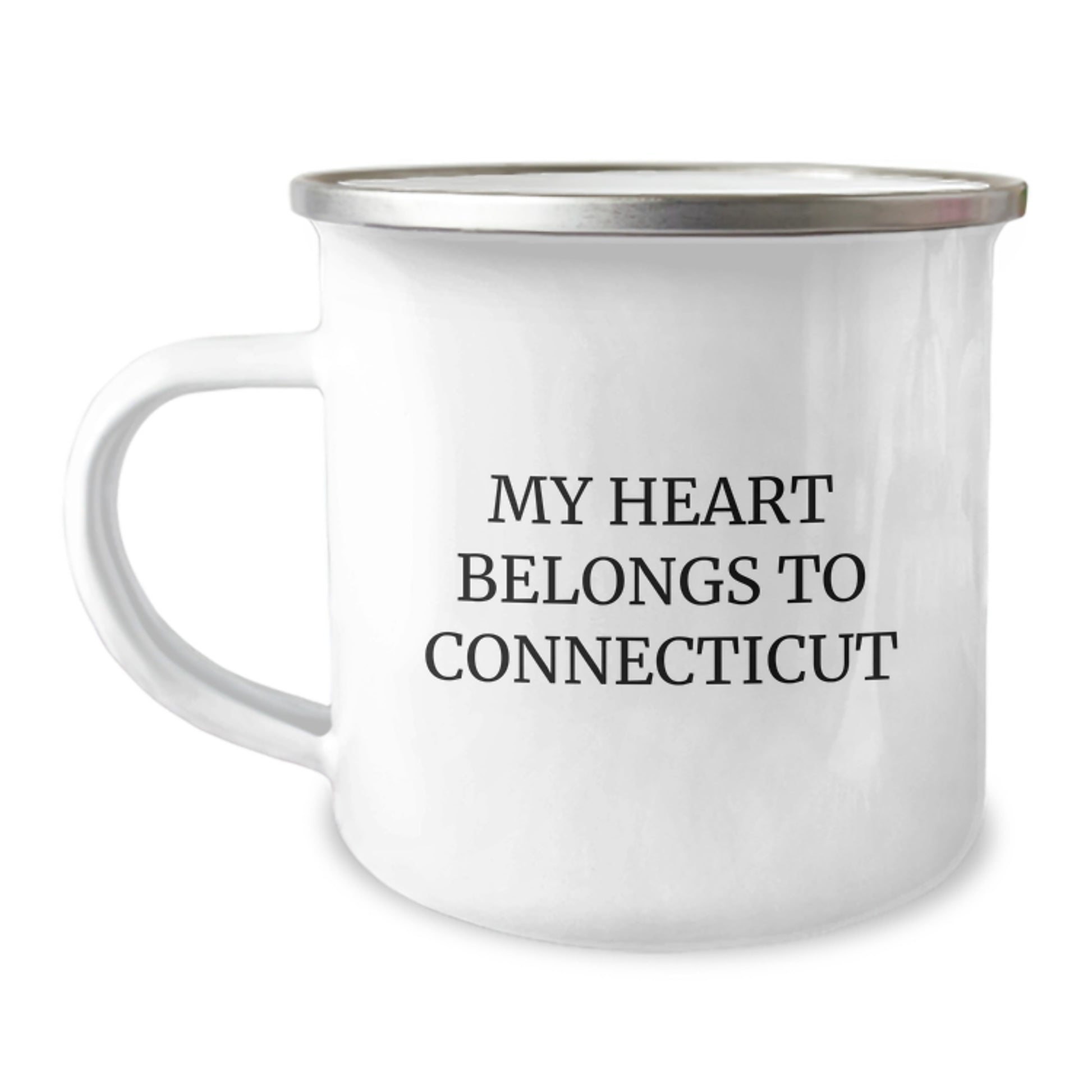 Connecticut Lovers' Funny Camping Mug, 'My Heart Belongs To Connecticut' for Birthday Unique Gifts from Friends to Connecticut Enthusiasts - Connecticut Gifts, Men's Birthday Unique Gifts - Image 1