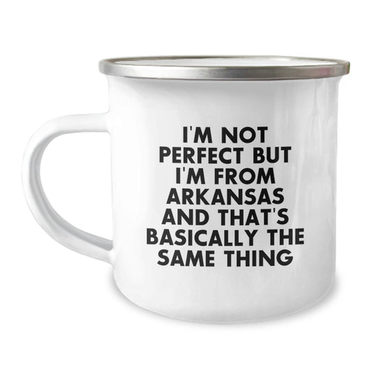 Gifts from Friends for Arkansas Lovers - Funny Camping Mugs for Valentine's, I'm Not Perfect But I'm From Arkansas, Unique Gifts for Him or Her - Image 1