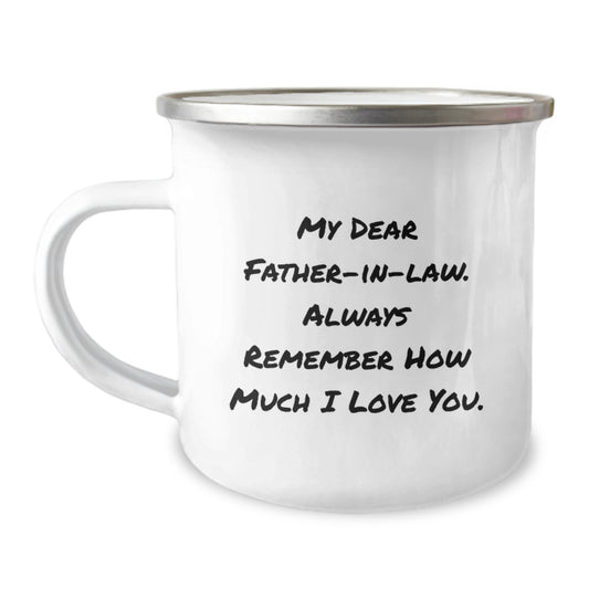 Funny Gifts from Family to Father-in-law - Camping Mug with Inspirational Quote for Him - Perfect Father's Day Unique Gifts - Image 1