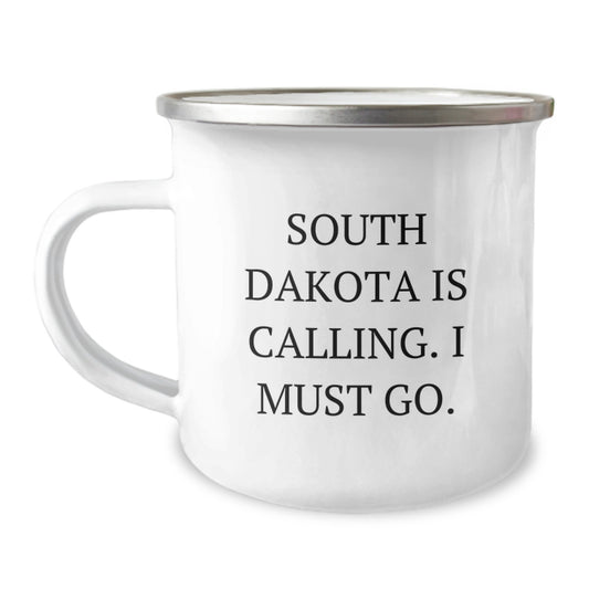 South Dakota Gifts for Friends, Family, and Coworkers - 'South Dakota Is Calling. I Must Go.' Funny Camping Mug for Birthday - Image 1