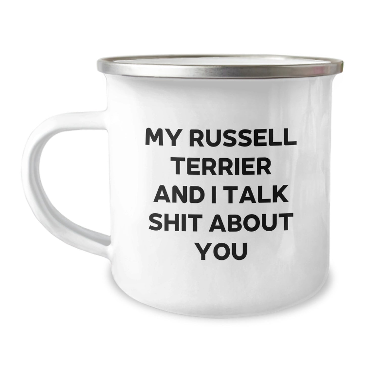 Funny Russell Terrier Dog Camping Mug for Men - Gift Ideas for Dad on Father's Day - Unique Gifts from Family and Friends - Image 1