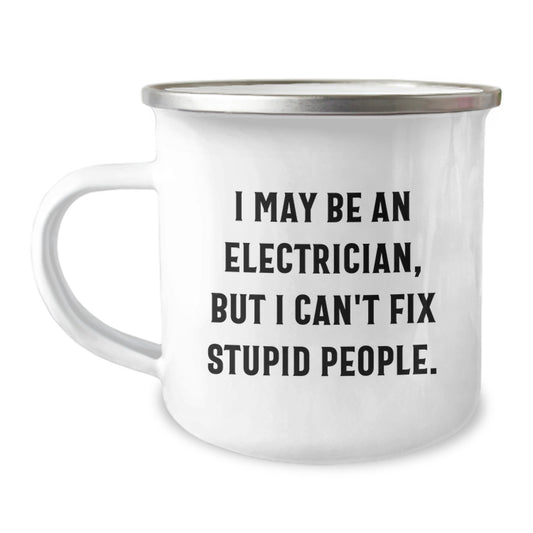 Funny Electrician Camping Mug Gifts from Friends to Electrician on Birthday - Image 1