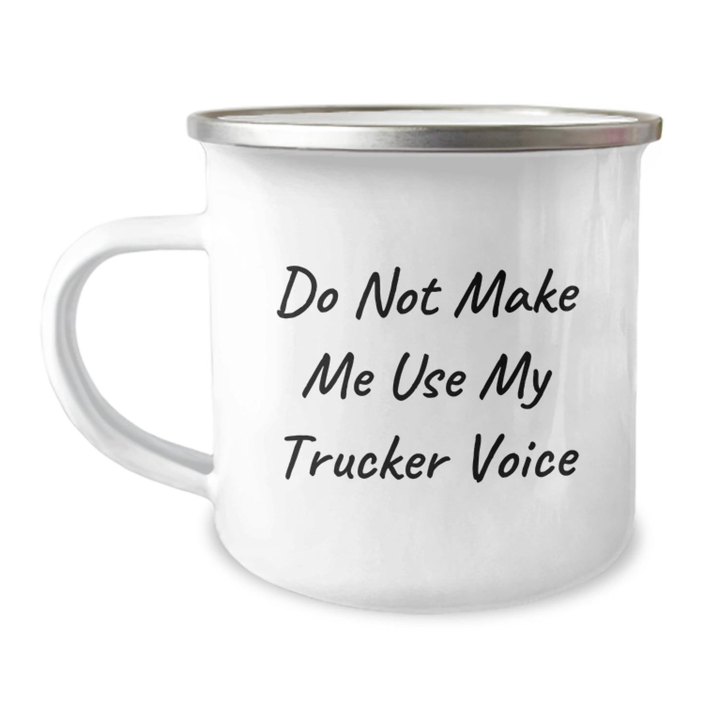 Funny Trucker Gifts from Friends for Graduation Unique Trucker Mug, Camping Mug with 'Do Not Make Me Use My Trucker Voice' Quote, Stainless Steel with Enamel Finish - Image 1