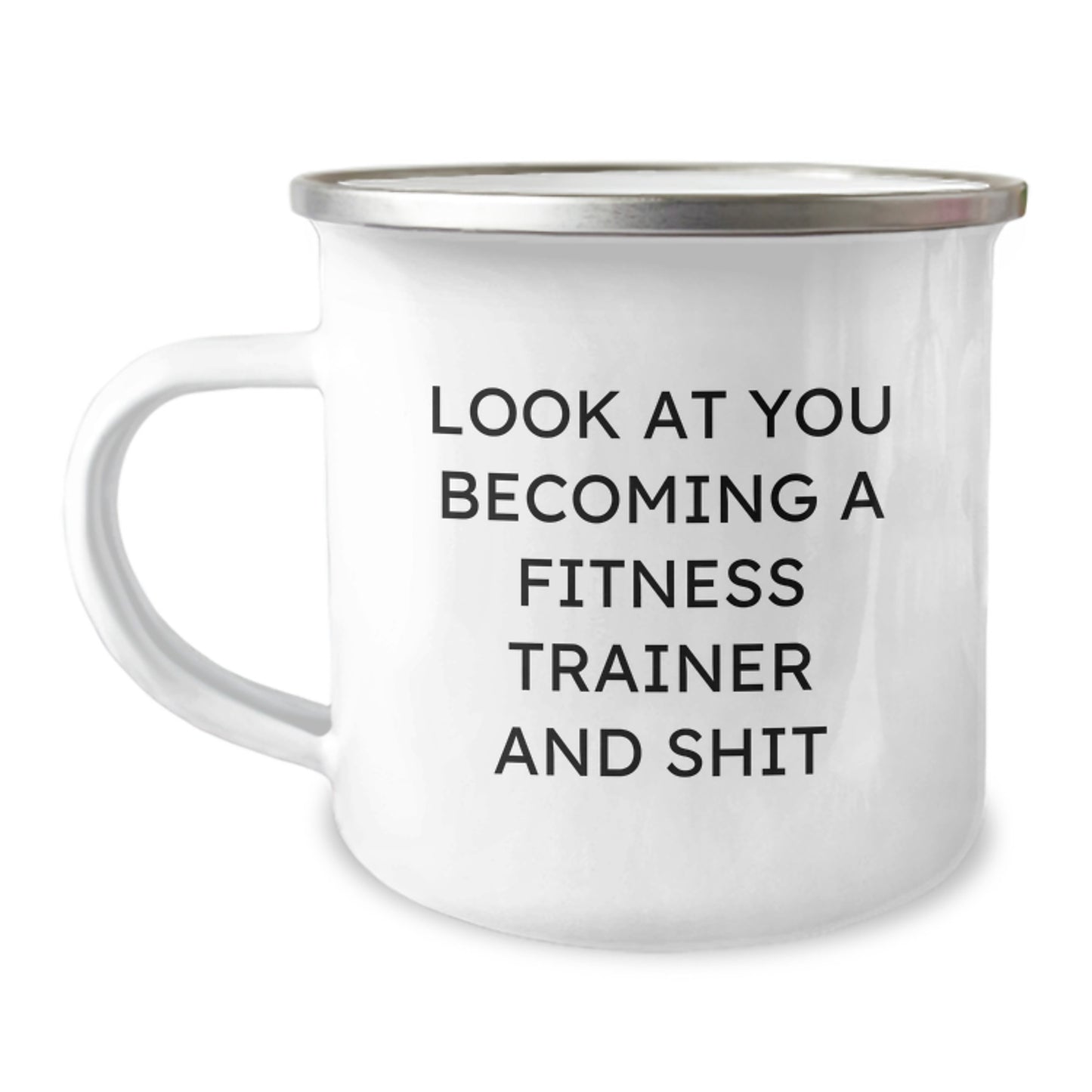 Funny Fitness Trainer Gifts from Friends for Men, Unique Camping Mug with Quirky Quote, Christmas Unique Treasures - Image 1
