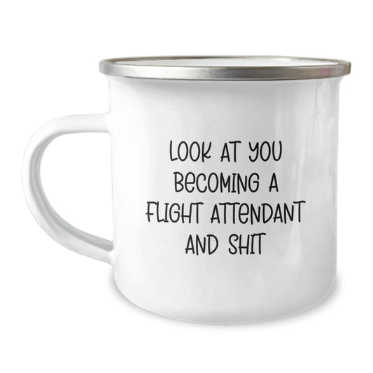 Funny Gifts from Friends for Flight Attendant Graduation Unique Camping Mug - Image 1