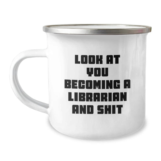 Funny Librarian Gifts for Librarian Friends - Unique Camping Mug, Gifts from Family to Librarian, Christmas Unique Gifts - Image 1